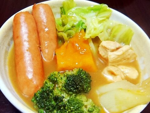 キャベツとウィンナーのカレー鍋